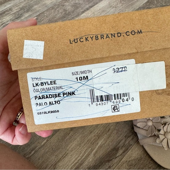 NIB! Lucky Brand Bylee Floral Mauve Dusty Pink Slide Sandals - Daisy Details - Picture 2 of 6